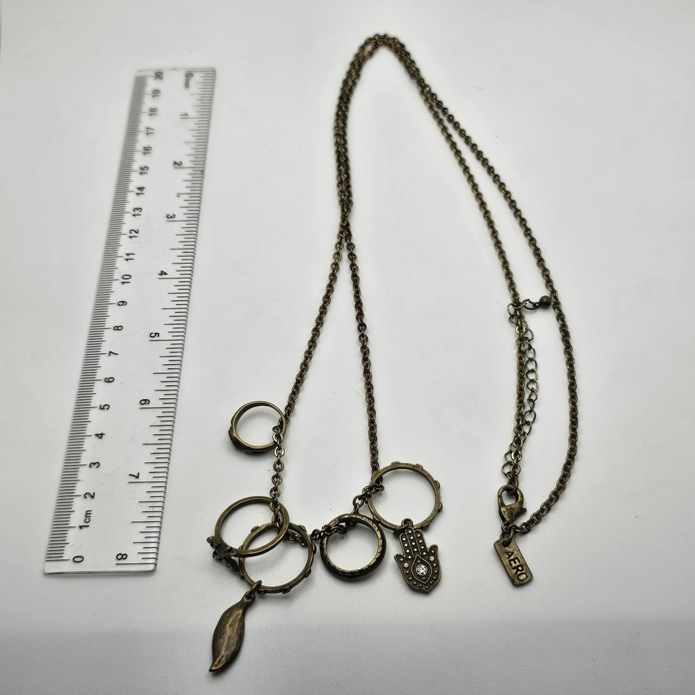 Vintage Aeropostale 80s charm Gold Tone Necklace Aero 1987